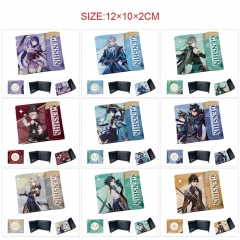 10 Styles Genshin Impact PU Short Hidden Snap Button Purse Anime Wallet