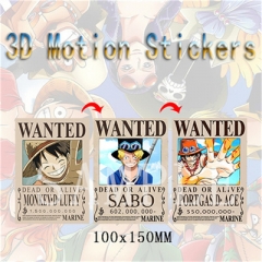 3 Styles One Piece Lenticular Flip Anime 3D Stickers