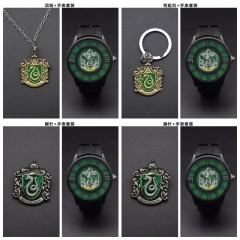 3 Styles Harry Potter Alloy Anime Watch Necklace Keychain Brooch Set