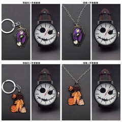 12 Styles The Nightmare Before Christmas Alloy Anime Watch Necklace Keychain Brooch Set