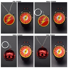 8 Styles The Flash Alloy Anime Watch Necklace Keychain Brooch Set