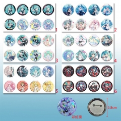 8PCS/SET 5.8CM Hatsune Miku Cartoon Anime Alloy Brooch Pin Set