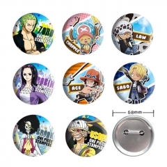 (8PCS/SET) 2 Styles 58MM One Piece Cartoon Anime Alloy Badge Brooch
