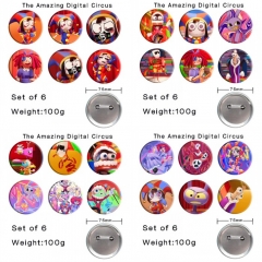 (6PCS/SET) 4 Styles 75MM The Amazing Digital Circus Cartoon Anime Alloy Badge Brooch