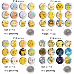 (12PCS/SET) 7 Styles 44MM Pokemon Cartoon Anime Alloy Badge Brooch