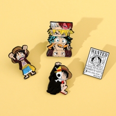 4 Styles One Piece Cartoon Pendant Character Anime Badge Brooch