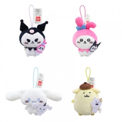 10CM 4 Styles Sanrio Hello Kitty Melody Kuromi Cinnamoroll Cartoon Anime Plush Toy Pendant