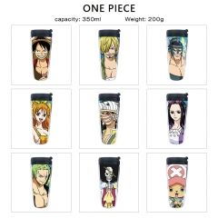 10 Styles 350ML One Piece Cartoon Pattern Mug Anime Plastic Water Cup
