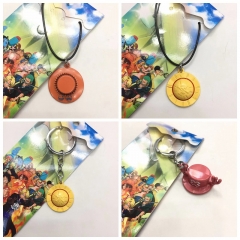 6 Styles One Piece Cartoon Pattern Anime Necklace Keychain