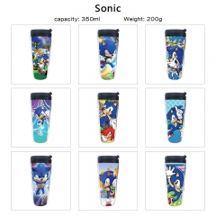10 Styles 350ML Sonic the Hedgehog Cartoon Pattern Mug Anime Plastic Water Cup