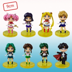 8PCS/SET 9CM Pretty Soldier Sailor Moon Cartoon PVC Anime Figure (Opp Bag)