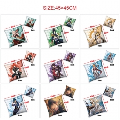 45*45CM 10 Styles Genshin Impact Cartoon Pattern Anime Pillow