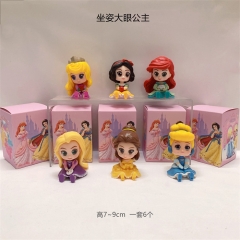 6PCS/SET 7-9CM Disney Princess Cartoon Blind Box Anime PVC Figure Toy