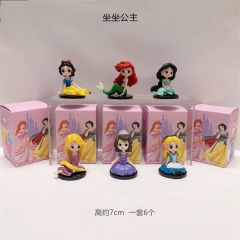 6PCS/SET 5-7CM Disney Princess Cartoon Blind Box Anime PVC Figure Toy