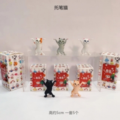 5PCS/SET 5CM Animal Cat Cartoon Blind Box Anime PVC Figure Toy