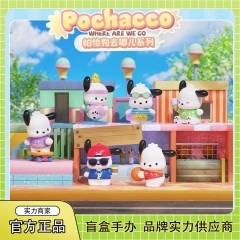 6pcs/set Original Sanrio Pochacco Cartoon Game Blind Box Anime PVC Figure