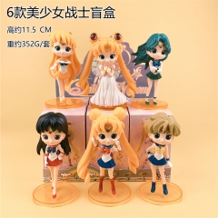 6PCS/SET 11.5CM Pretty Soldier Sailor Moon Cartoon Blind Box Anime PVC Figure Toy