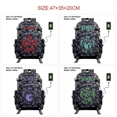 7 Styles The Seven Deadly Sins Anime Cosplay Cartoon Canvas Colorful Backpack Bag With Data Line Connector