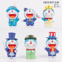6PCS/SET 8CM Doraemon Cartoon Anime PVC Figure Toy Doll
