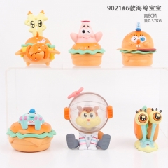 6PCS/SET 8CM SpongeBob SquarePants Cartoon Anime PVC Figure Toy Doll