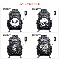 6 Styles The Nightmare Before Christmas Anime Cosplay Cartoon Canvas Colorful Backpack Bag With Data Line Connector