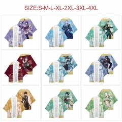 10 Styles Genshin Impact Anime 97% Polyester+3% Spandex Material Kimono Cloak