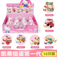 12PCS/SET Sanrio Hello Kitty Cartoon Gachapon Egg Blind Box Anime PVC Figures