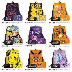 11 Styles Pokemon Cartoon Anime Backpack+Shoulder Bag+Pencil Bag(set)