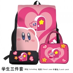 Kirby Cartoon Anime Backpack+Shoulder Bag+Pencil Bag(set)