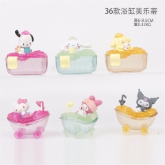 6PCS/SET 6-8.5CMCute Bathtub Series Shower Melody Pacha Dog KT Kuromi Decoration Doll Toys