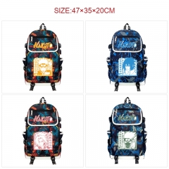 9 Styles Naruto Cartoon Anime Canvas Backpack Bag With Data Line Connector