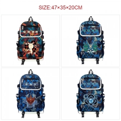11 Styles Genshin Impact Cartoon Anime Canvas Backpack Bag With Data Line Connector