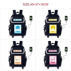 7 Styles Blue Lock Cartoon Anime Canvas Backpack Bag With Data Line Connector