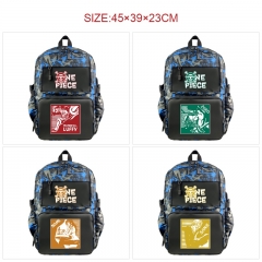 11 Styles One Piece Cartoon Anime Nylon Camouflage Backpack Bag With Data Line Connector