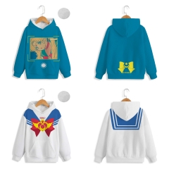 2 Styles Pretty Soldier Sailor Moon Cosplay Cartoon Print Anime Hooded Hoodie For Children