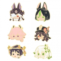6 Styles Genshin Impact Cartoon Badge Pin Decoration Clothes Anime Alloy Brooch