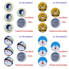 (5PCS/SET) 6 Styles Doraemon Cartoon Anime Tinplate Badge Brooch