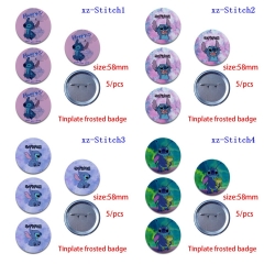 (5PCS/SET) 6 Styles Lilo & Stitch Cartoon Anime Tinplate Badge Brooch
